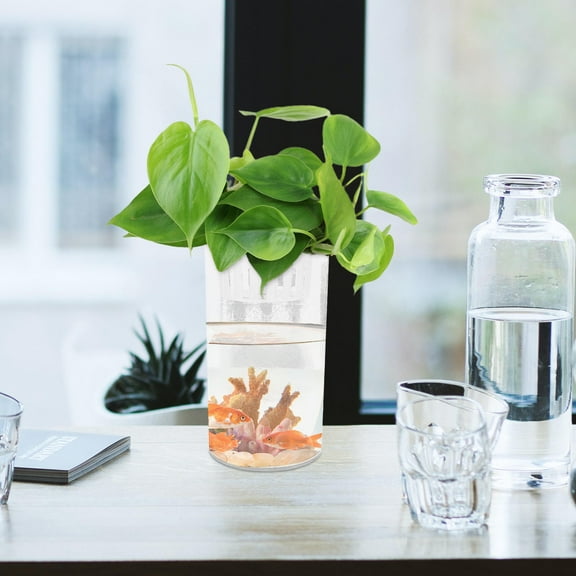 SEWCHICS Transparent Plastic Turtle Tank Aquarium for Office Desk Decor, Small Reptile Habitat, 1 Set