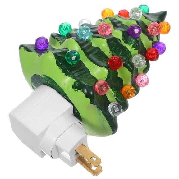 SEWCHICS Christmas Tree Night Light with 360 Degree Rotating Plug Resin Holiday Decoration Light
