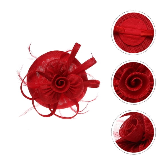 SEWCHICS Red Bow Linen Hair Accessory Lightweight Decorative Headdress for Weddings Parties Christmas Celebrations