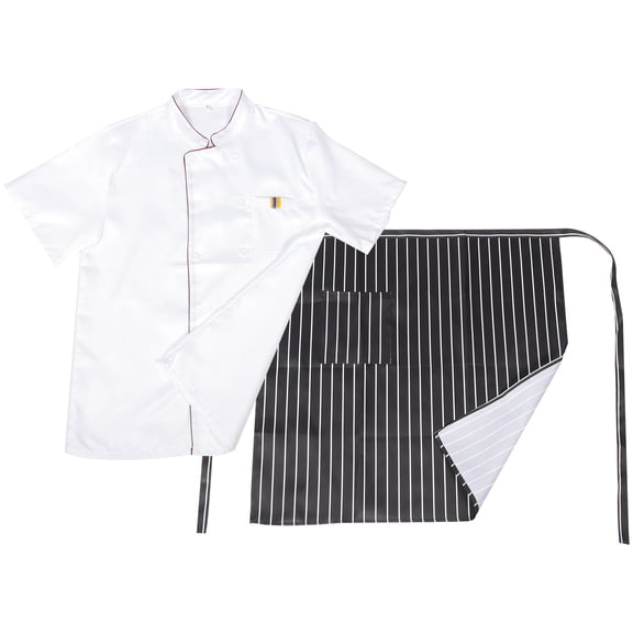SEWCHICS Unisex Chef Jacket with Pocket, White Short Sleeve Breathable Restaurant Uniform, Kitchen Workwear for Cooking