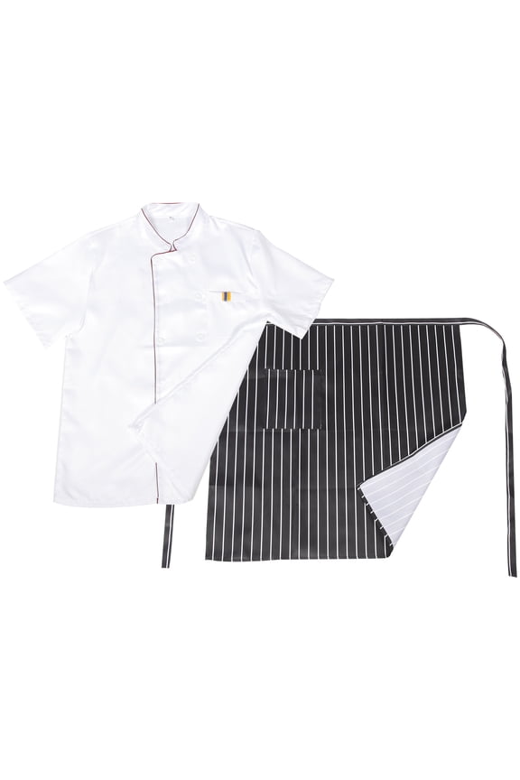 Unisex Chef Jacket with Pocket, White Short Sleeve Breathable Restaurant Uniform, Kitchen Workwear for Cooking