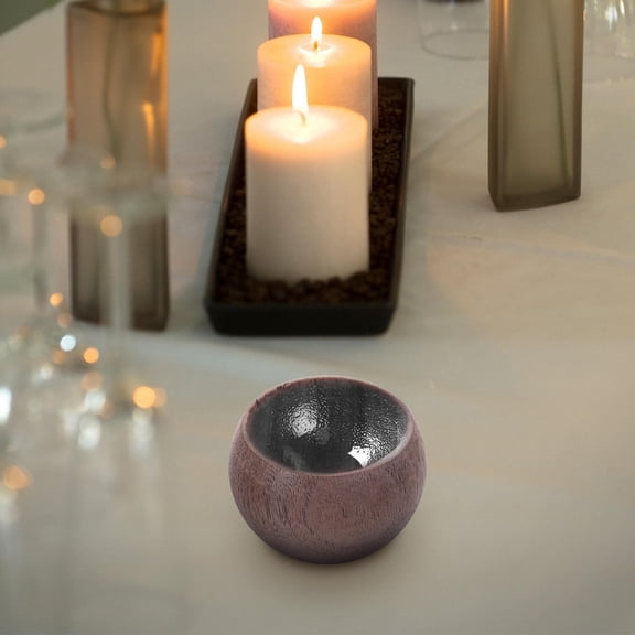 SEWCHICS Round Wood Incense Diffuser, Compact Walnut Desktop Holder in Dark Grey for Indoor Use