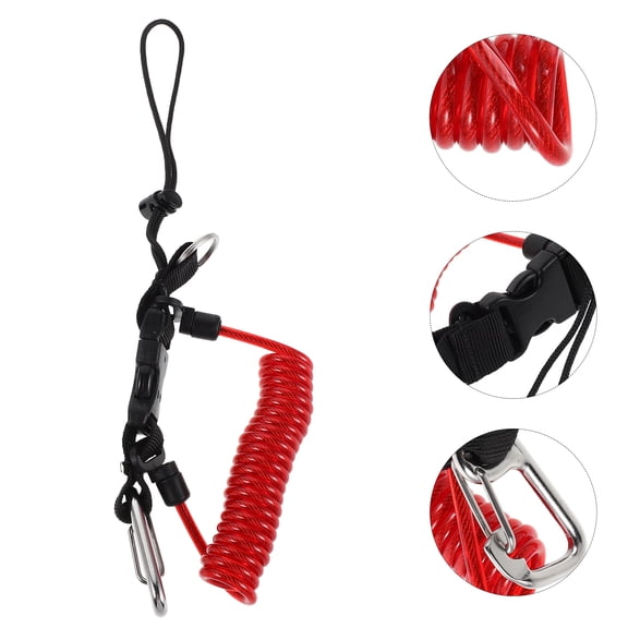 SEWCHICS Red Stainless Steel Diving Safety Tether with Quick Release Buckle, Secure Gear Accessory