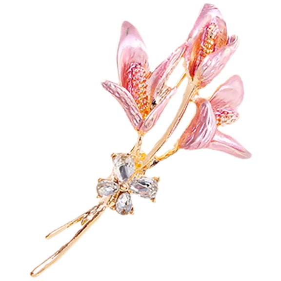 SEWCHICS Flower Lapel Pin Elegant Rhinestone 1Pcs Decoration for Women Suit