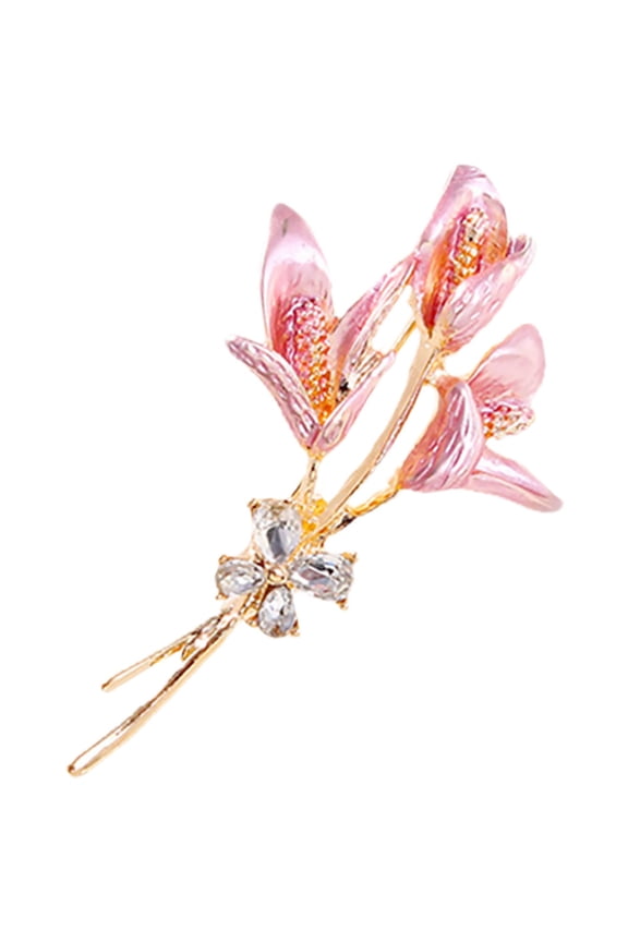Flower Lapel Pin Elegant Rhinestone 1Pcs Decoration for Women Suit