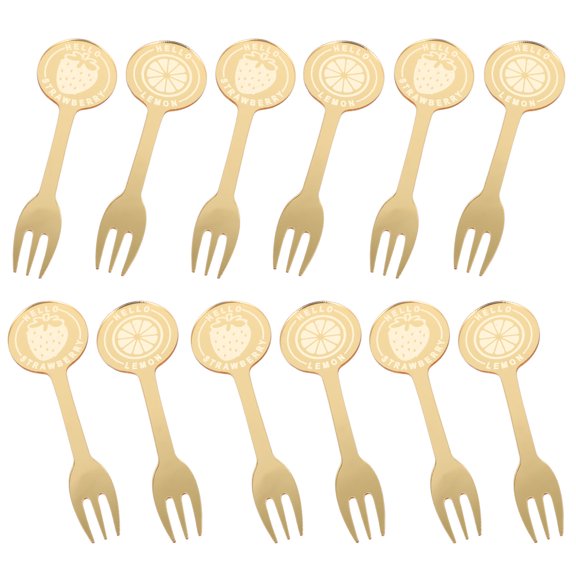 SEWCHICS 12-Piece Multi-Function Golden Acrylic Fruit Forks Set, Perfect for Serving and Eating Fruits