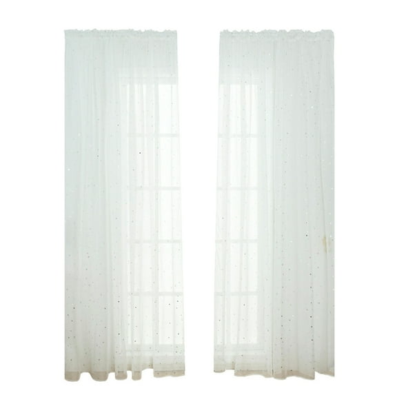SEWCHICS Sheer Curtains White Window Screening Voile Star Pattern Polyester Fabric Romantic Window Treatment