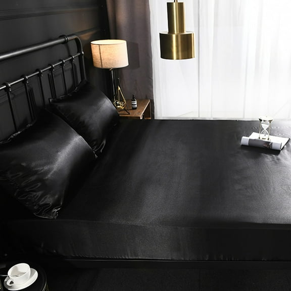 SEWCHICS Double Bed Sheets Silk Satin Mattress Cover Elastic Adaptation Bedding 1Pack