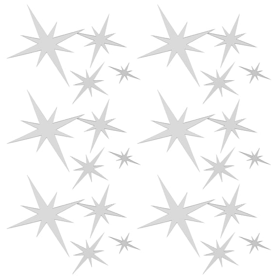 SEWCHICS 61Pc Removable Silver Star Mirror Wall Stickers Acrylic Reflective Wall Decoration