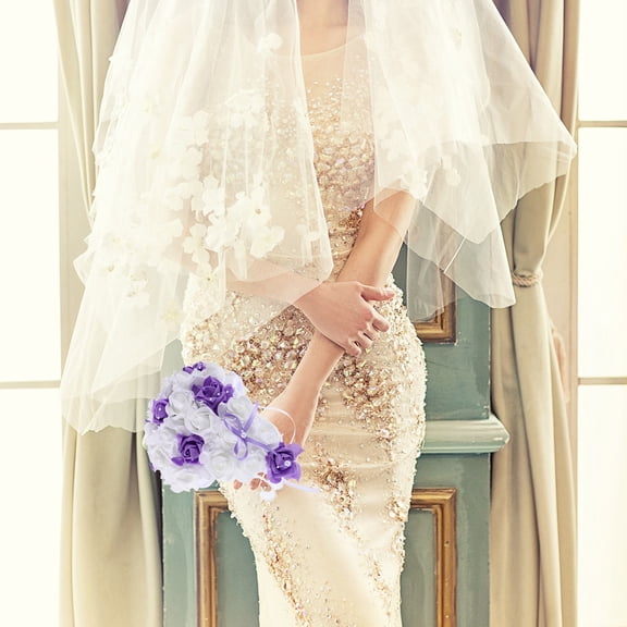 SEWCHICS Simulated Rose Bouquet for Bride Wedding Decoration with Soft Texture and Portable Comfort