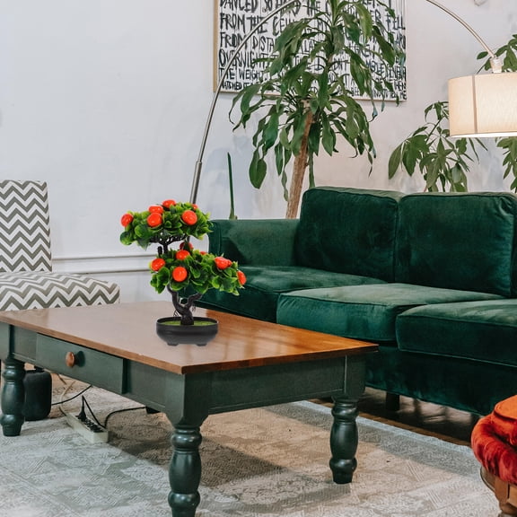 SEWCHICS Simulation Potted Fruit Tree Green Plastic Faux Fruit Plant for Indoor and Outdoor Display