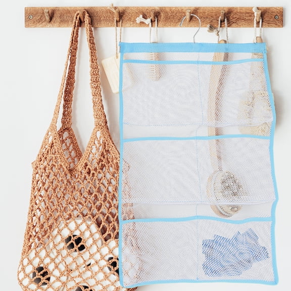 SEWCHICS Shower Organizer with 6 Pockets, Quick Dry Hanging Storage for Bathroom Accessories, Single Hook Included
