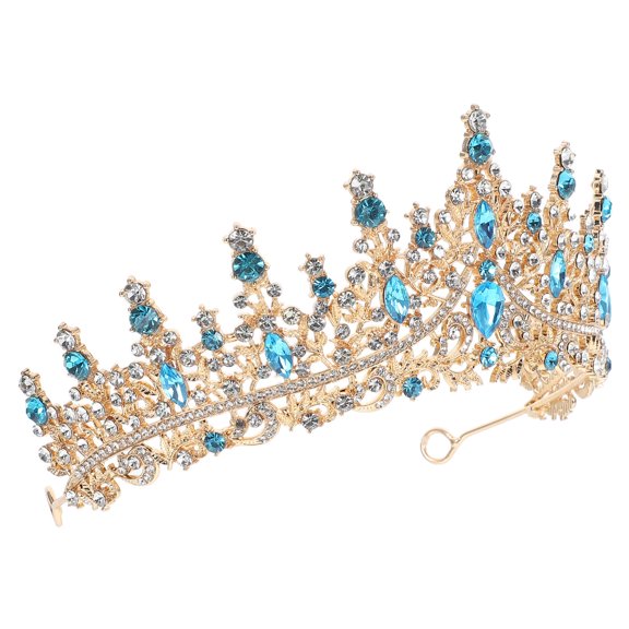 SEWCHICS Sky Blue Rhinestone Wedding Crown for Bride Made from Durable Zinc Alloy and Crystals