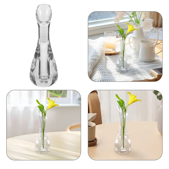 SEWCHICS Small Clear Plastic Vase for Flower Arrangements, Nordic Minimalist Style Home Decor