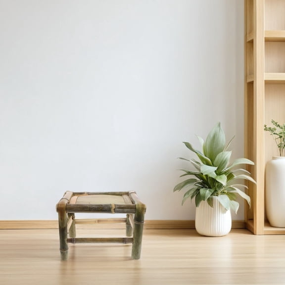 SEWCHICS Compact Bamboo Chair Light Green Round Seating for General Users Indoor Outdoor Use 1Pcs