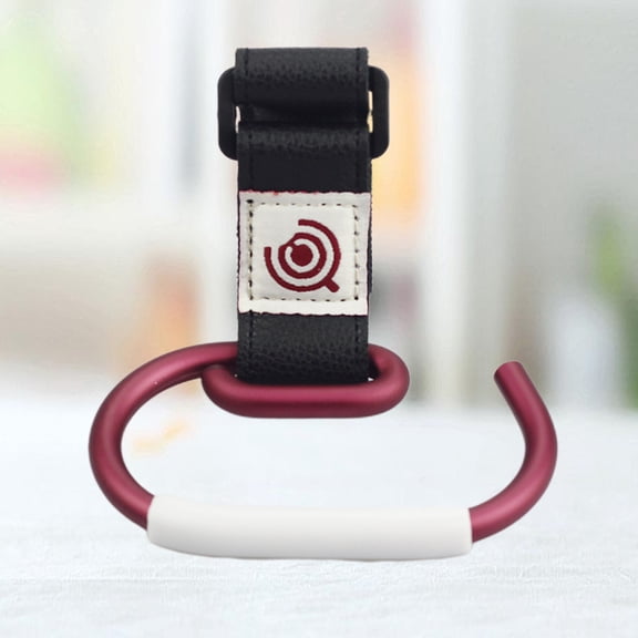 SEWCHICS Stroller Clips Hooks for Organizing Stroller PU Dark Red 1Pack