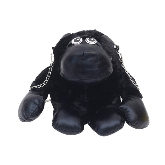 SEWCHICS Comfortable Plush Animal Purse in Black with Cute Orangutan for Everyday Use
