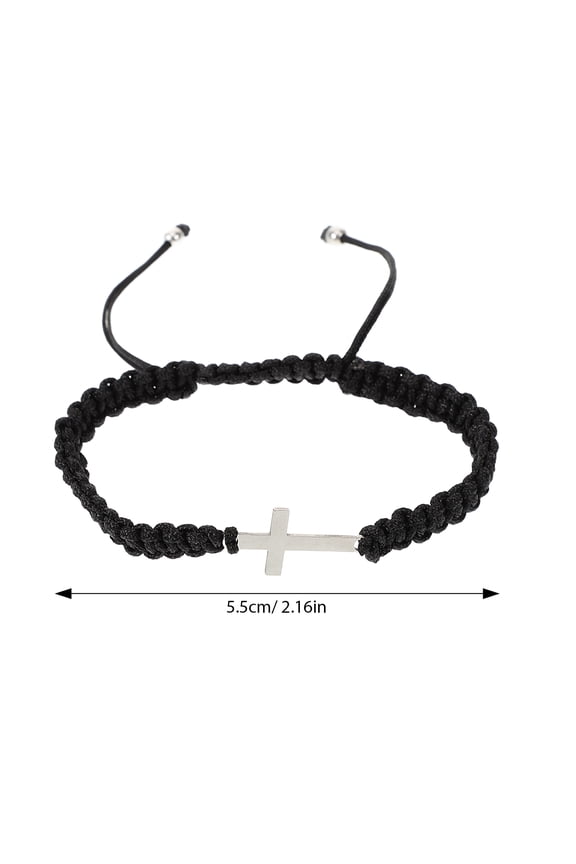 Women's Adjustable Cross Charm Bracelet, Stainless Steel & Rope, Multiple Colors, One Size Fits Most