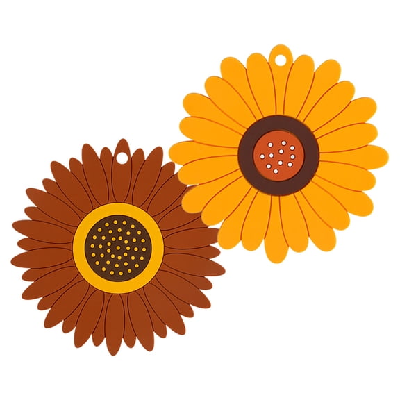 SEWCHICS 2Pcs Sunflower PVC Placemat Reusable Non Slip Heat Insulation Coaster Pot Holder for Home