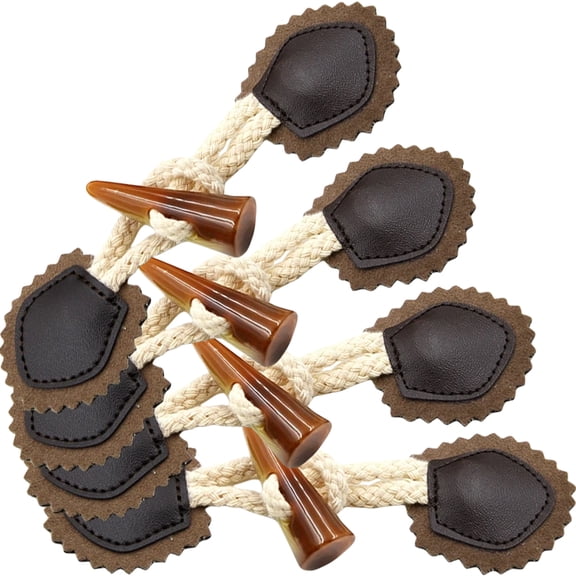 SEWCHICS Horn Toggle Buttons Coffee Resin and PU for Durable Clothing Use 4Pairs