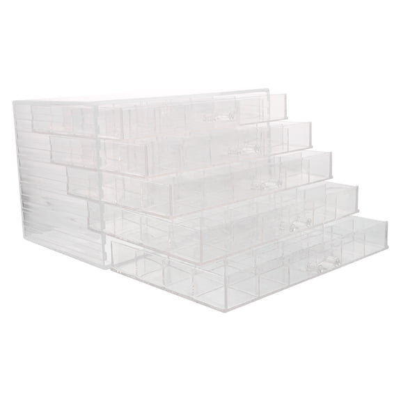SEWCHICS Clear 5-Layer Rock Display Case with Plastic Grid Compartments for Organized Storage and Collection