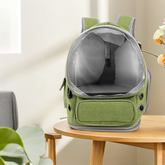 SEWCHICS Cat Travel Backpack Green Nylon PVC Transparent Spacious Foldable Comfort