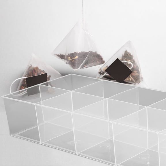 SEWCHICS Clear Plastic Tea Bag Organizer with 10 Sections for Coffee Table Storage, 7.5 x 5.5 x 2.5 Inches