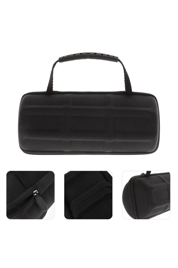Black Portable Watch Case with Zipper Closure for Travel and Desktop Storage