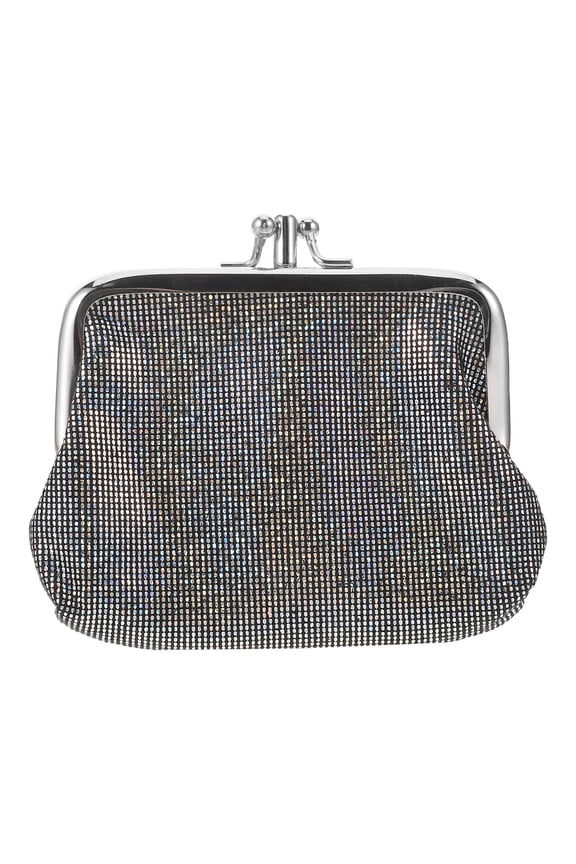 Vintage Style Grey Mini Wallet for Women with Kiss Lock Closure, Faux Purse, Perfect for Storage