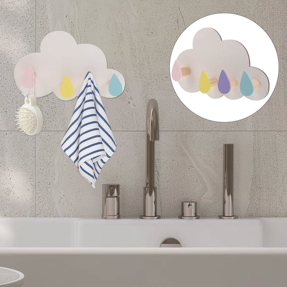 SEWCHICS White Cloud Wall Hooks for Towels Clothes Made from Solid Wood
