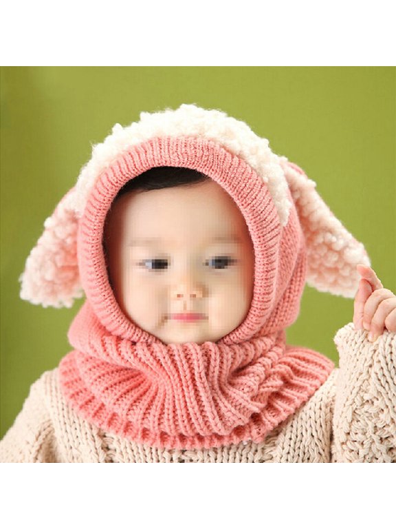 Winter Hat Scarf Sets Accessory Pink Knitted Coif for 6-36 Months