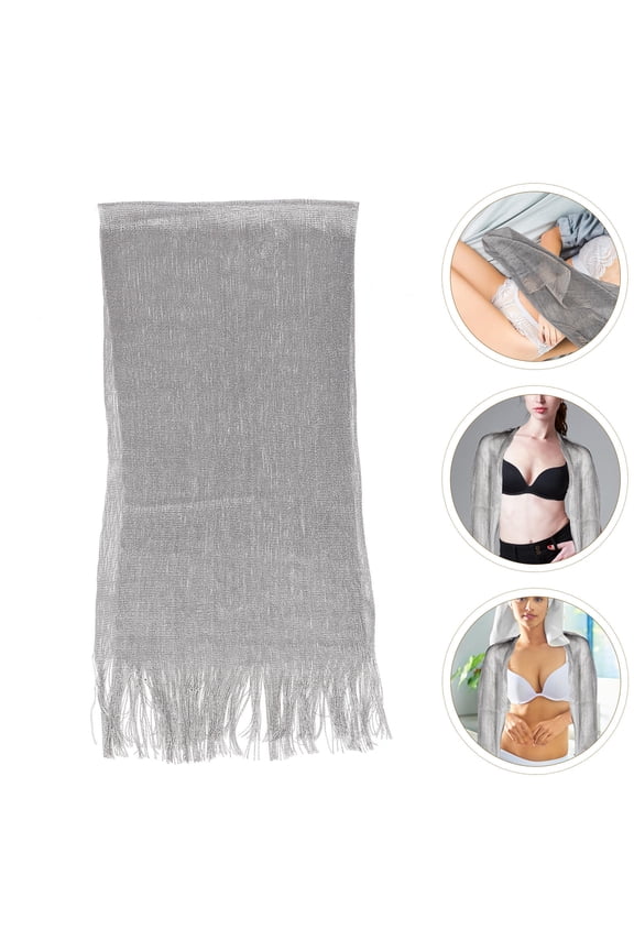 Casual Silver Shawl for Women Dressy Wraps Polyester Bridal Scarf