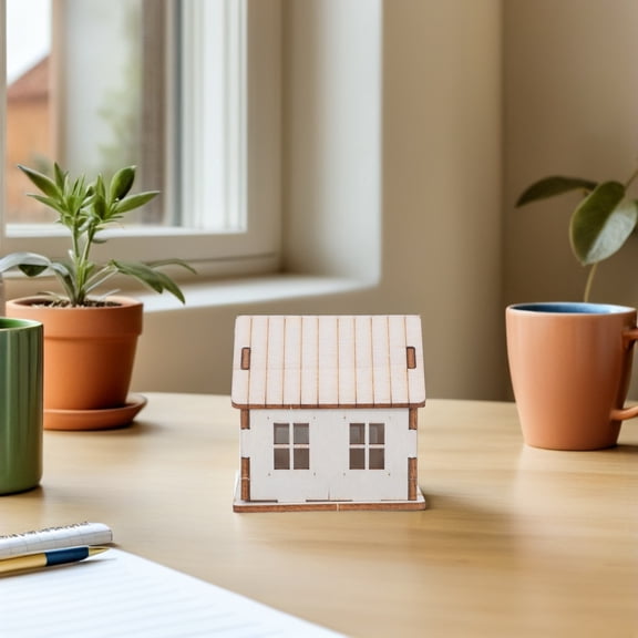 SEWCHICS Intricate Wooden House Model Kit Beige Wood for Advanced DIY Enthusiasts