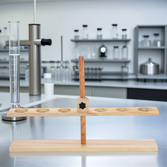 SEWCHICS Khaki Wooden Laboratory Funnel Stand Adjustable Height Funnel Holder for Science Labs