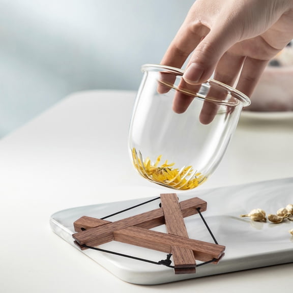 SEWCHICS Wooden Trivet Hot Food Bowl Holder Triangle Shape Heat Insulating Table Protector