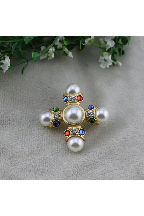 Women's Cross Brooch Jewelry Set, Multi-Color Elegant Pin Accessory for and Coats