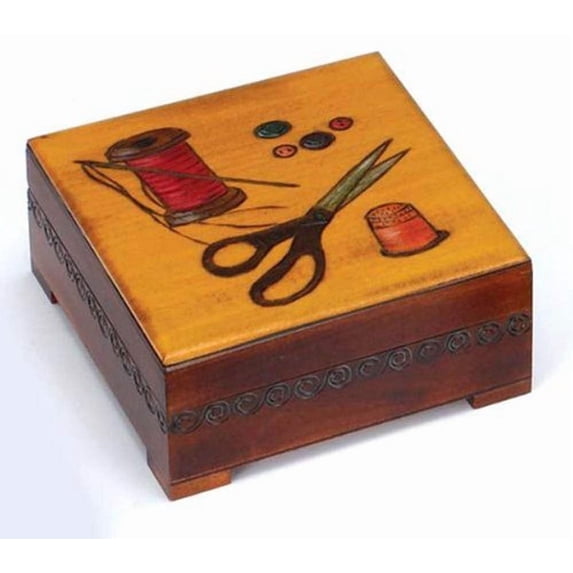 SEWING BOX, Beautiful Handmade Linden Wood Keepsake, Poland Wood Art, Exclusive Gift (Wedding Gift Idea, Mother's Day Gift Idea)