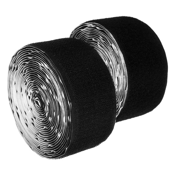 SEWOART Self Adhesive Black Hook and Loop Tape p with Dual Sided Bonding for Reusable Mounting
