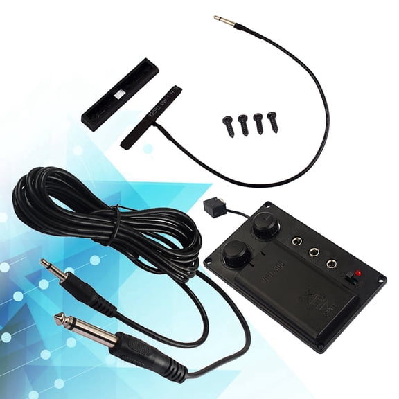 SEWOART 1Set Lightweight Black Violin Pickup Equalizer Preamp with Plug Output Cable and Echo Suppression