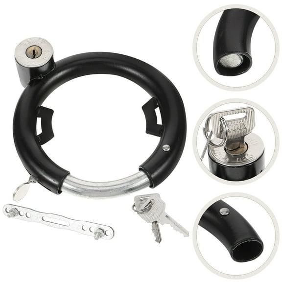 SEWOART 1Set Reusable Black Cycle Lock Stainless Steel Round Lock Multi Function for Bikes