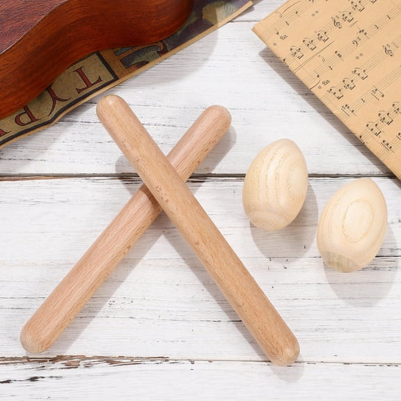 SEWOART Music Instrument Hand Held Musical Instruments Natural Wood Color 1 Set