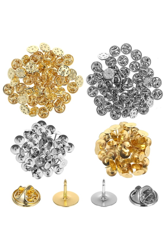 100Pairs Brooch Pins Replacement Metal Locking Clutch Pin Backs for Craft and Lapel Use