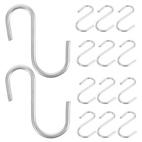 SEWOART Sturdy S-Shaped Metal Hooks Plated Silver for Kitchen Closet Storage 100Pcs