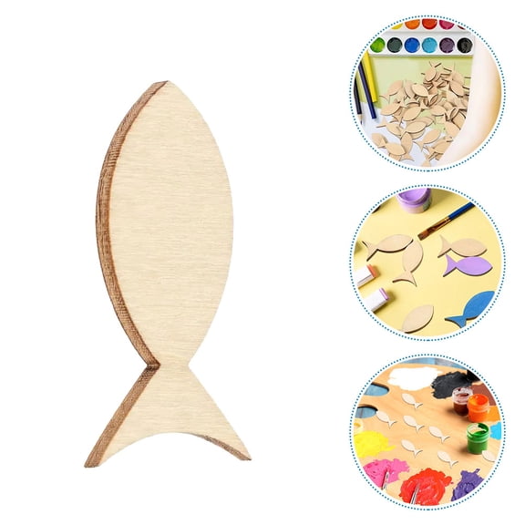 SEWOART 100Pcs Beige Wooden Fish Ornaments Natural Ocean Cutouts for DIY Crafting and Decorating