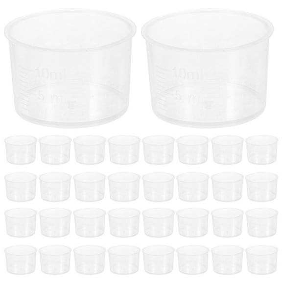 SEWOART 100pcs Disposable Measuring Cup 10ml Laboratory Test Cups with Scales, Clear Liquid Measuring Cups