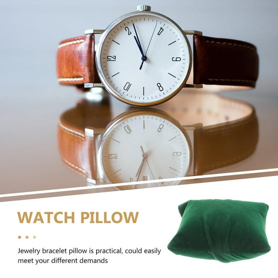 SEWOART 10Pcs Soft Velvet Watch Display Pillows Olive Green Plush Cushions for Bracelet and Bangle Show