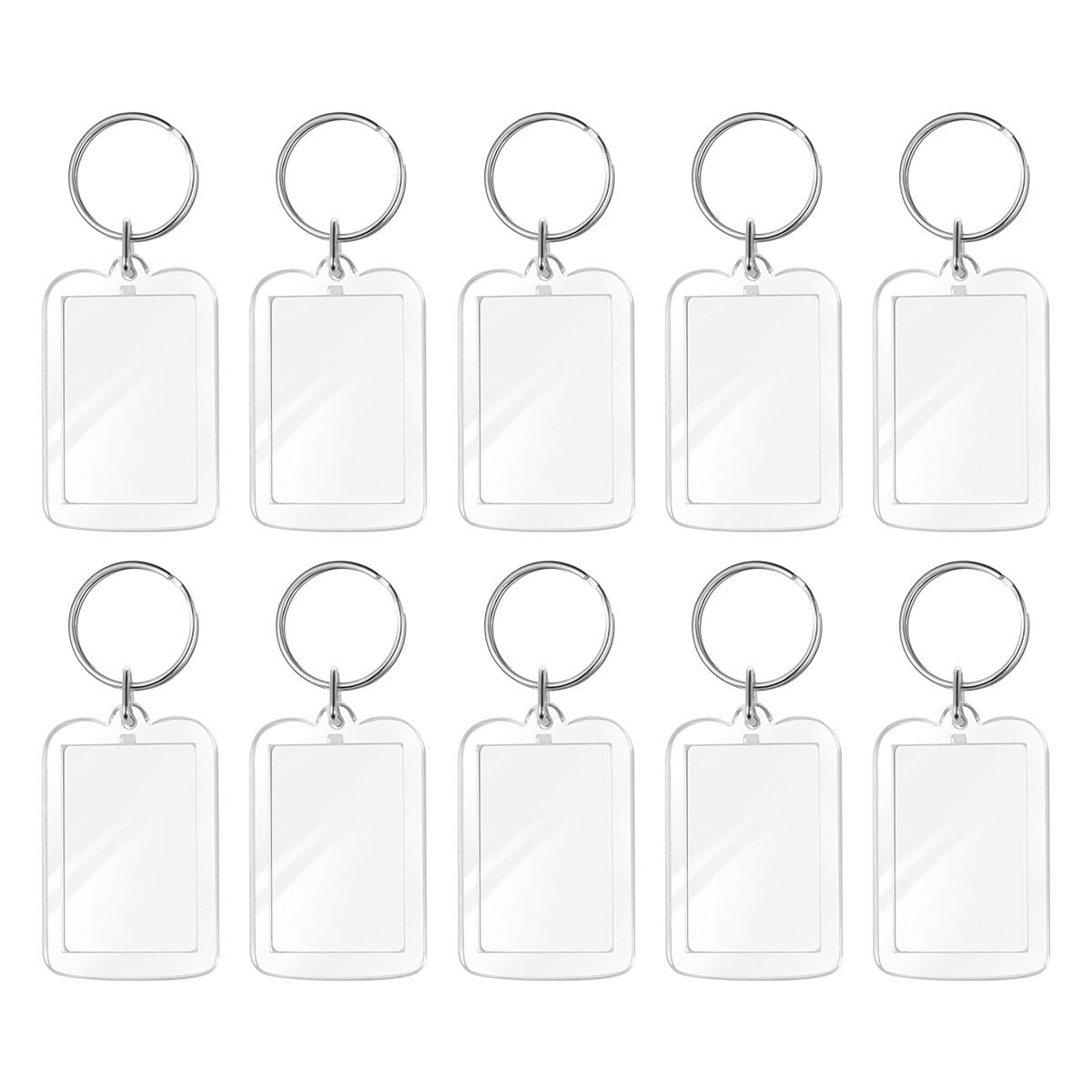 SEWOART 10-Pack Transparent Photo Insert Keychains Metal Key Gifts for Friends Keys
