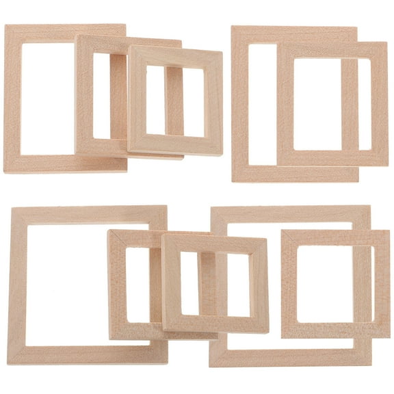 SEWOART Doll House Frames Wooden 10pcs Khaki Miniature Decorations