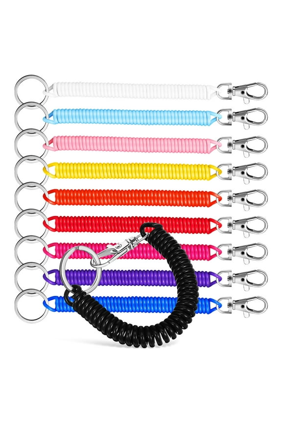 10 Pcs Stretchy Keychain Lanyard Plastic Assorted Color Practical Daily Wear Keys