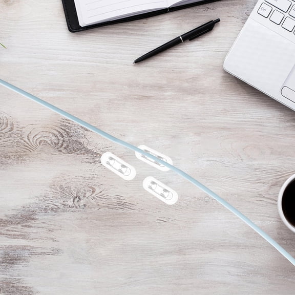 SEWOART 10Pcs Clear Acrylic Cord Holder for Desk Wire Management Easy Use Strong Adhesive for Home and Lab